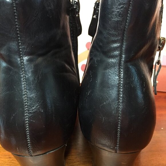 Jones Bootmaker Womens Brown Leather Mid Heel Flex Ankle Boots Heels - Picture 5 of 6